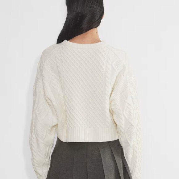 Peggy Cropped Sweater-Merino wool cropped cable-knit sweater - Picture 3 of 5